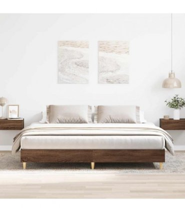 vidaXL Bed Frame No Mattress Brown Oak 200x200 cm Engineered Wood