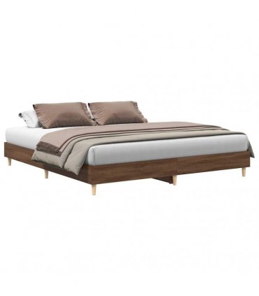 vidaXL Bed Frame No Mattress Brown Oak 200x200 cm Engineered Wood