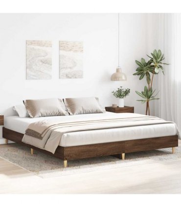 vidaXL Bed Frame No Mattress Brown Oak 200x200 cm Engineered Wood