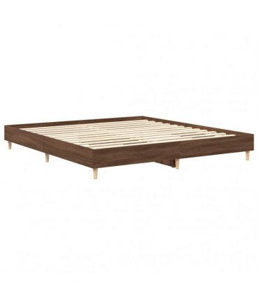 vidaXL Bed Frame No Mattress Brown Oak 200x200 cm Engineered Wood
