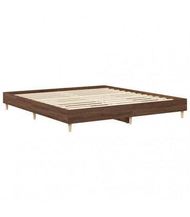 vidaXL Bed Frame No Mattress Brown Oak 200x200 cm Engineered Wood