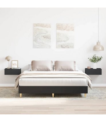vidaXL Bed Frame No Mattress Black 150x200 cm Engineered Wood