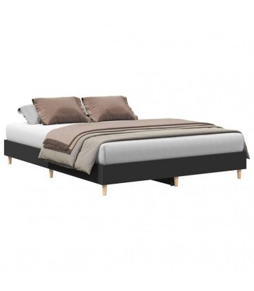 vidaXL Bed Frame No Mattress Black 150x200 cm Engineered Wood