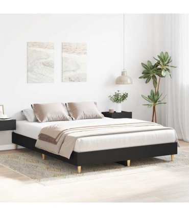 vidaXL Bed Frame No Mattress Black 150x200 cm Engineered Wood