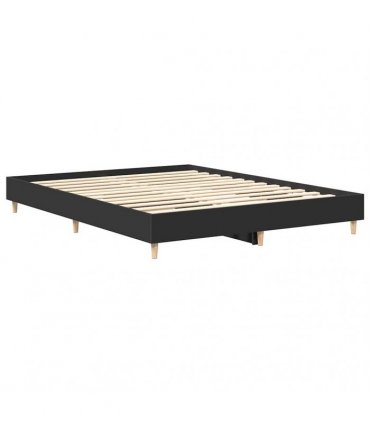 vidaXL Bed Frame No Mattress Black 150x200 cm Engineered Wood