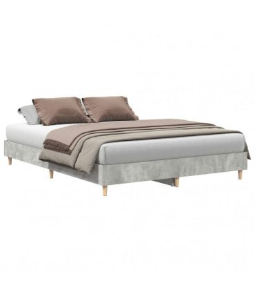 vidaXL Bed Frame No Mattress Concrete Grey 150x200 cm Engineered Wood