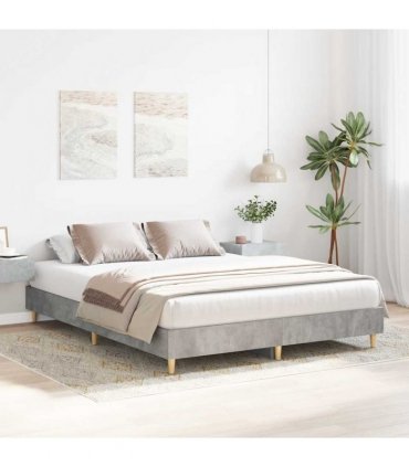 vidaXL Bed Frame No Mattress Concrete Grey 150x200 cm Engineered Wood
