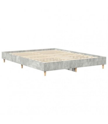 vidaXL Bed Frame No Mattress Concrete Grey 150x200 cm Engineered Wood