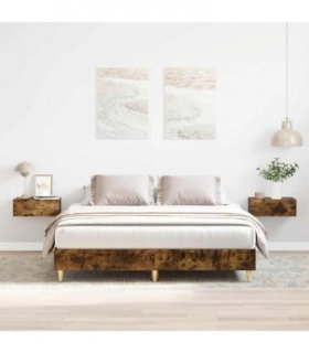 vidaXL Bed Frame No Mattress Smoked Oak 150x200 cm Engineered Wood