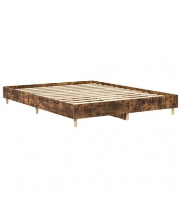 vidaXL Bed Frame No Mattress Smoked Oak 150x200 cm Engineered Wood