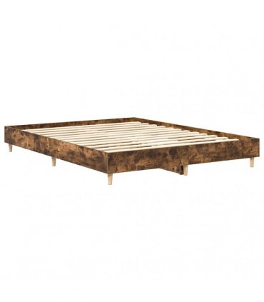vidaXL Bed Frame No Mattress Smoked Oak 150x200 cm Engineered Wood