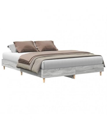 vidaXL Bed Frame No Mattress Grey Sonoma 150x200 cm Engineered Wood