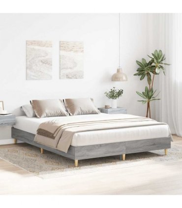 vidaXL Bed Frame No Mattress Grey Sonoma 150x200 cm Engineered Wood