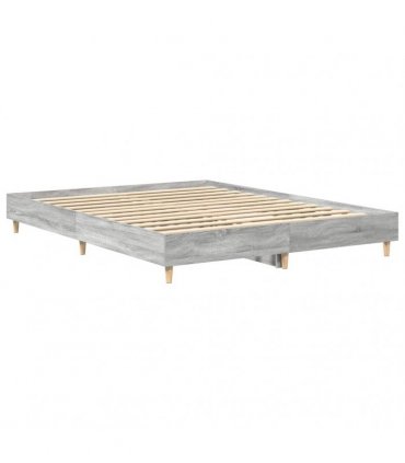 vidaXL Bed Frame No Mattress Grey Sonoma 150x200 cm Engineered Wood