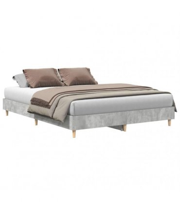 vidaXL Bed Frame No Mattress Concrete Grey 140x200 cm Engineered Wood