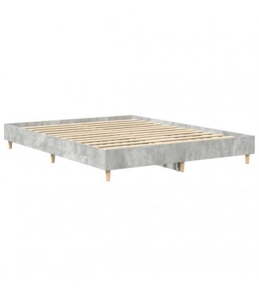 vidaXL Bed Frame No Mattress Concrete Grey 140x200 cm Engineered Wood