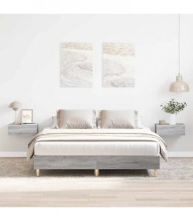 vidaXL Bed Frame No Mattress Grey Sonoma 140x200 cm Engineered Wood
