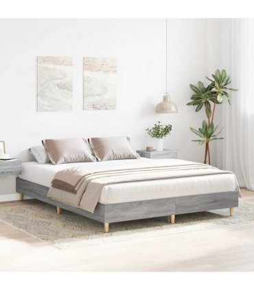 vidaXL Bed Frame No Mattress Grey Sonoma 140x200 cm Engineered Wood