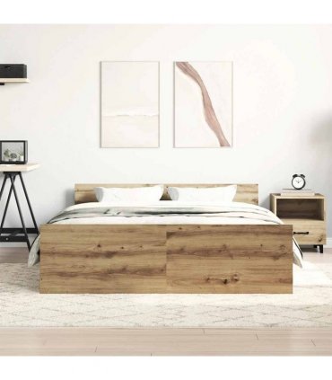 vidaXL Bed Frame without Mattress Artisan Oak 120x190 cm
