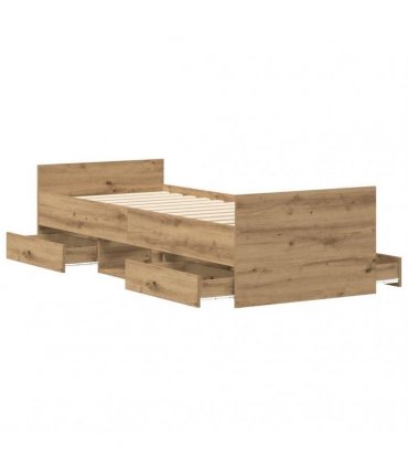 vidaXL Bed Frame without Mattress Artisan Oak 90x200cm Engineered Wood