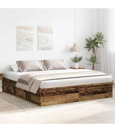 vidaXL Bed Frame without Mattress Old Wood 200x200cm Engineered Wood