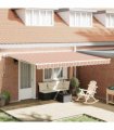 vidaXL Manual Awning 4.5 x 3.5 m Orange Grey Blue and White Stripe