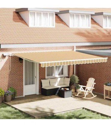 vidaXL Manual Awning with Solar LED 4.5 x 3.5 m