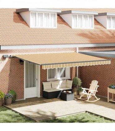 vidaXL Manual Awning with Solar LED 4.5 x 3.5 m