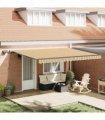 vidaXL Manual Awning with Solar LED 4.5 x 3.5 m
