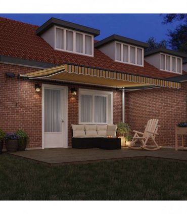 vidaXL Manual Awning with Solar LED 4.5 x 3.5 m