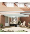 vidaXL Manual Awning 4.5 x 3.5 m Green and White Stripe 100% Polyester