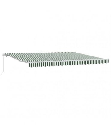 vidaXL Manual Awning 4.5 x 3.5 m Green and White Stripe 100% Polyester