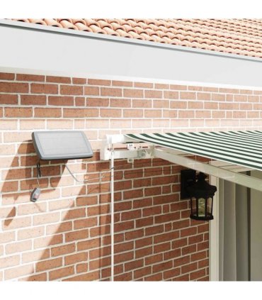 vidaXL Manual Awning with Solar LED 4.5 x 3.5 m Green and White Stripe