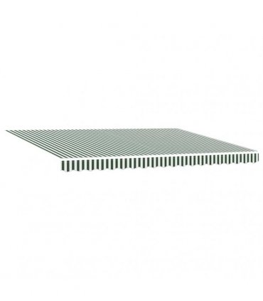 vidaXL Manual Awning with Solar LED 4.5 x 3.5 m Green and White Stripe