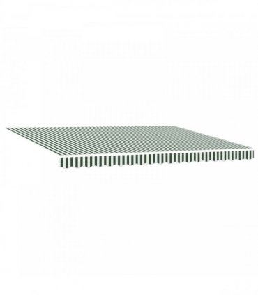 vidaXL Manual Awning with Solar LED 4.5 x 3.5 m Green and White Stripe