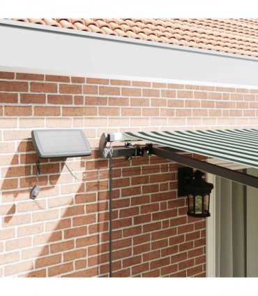 vidaXL Manual Awning with Solar LED 4.5 x 3.5 m Green and White Stripe