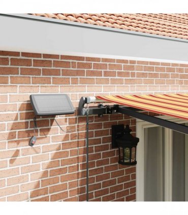 vidaXL Manual Awning with Solar LED 5 x 3 m Yellow and Orange Stripe
