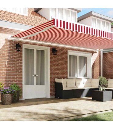 vidaXL Manual Awning 5 x 3 m Red and White Stripe 100% Polyester
