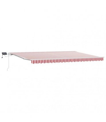 vidaXL Manual Awning with Solar LED 5 x 3 m Red and White Stripe