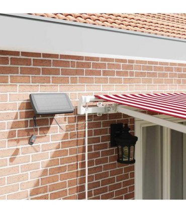 vidaXL Manual Awning with Solar LED 5 x 3 m Red and White Stripe