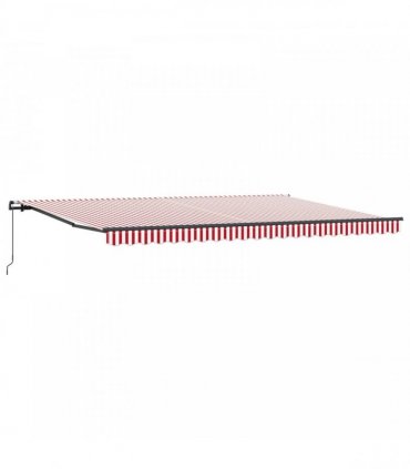 vidaXL Manual Awning 5 x 3 m Red and White Stripe 100% Polyester