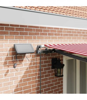 vidaXL Manual Awning with Solar LED 5 x 3 m Red and White Stripe