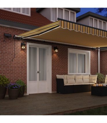vidaXL Manual Awning with Solar LED 5 x 3 m