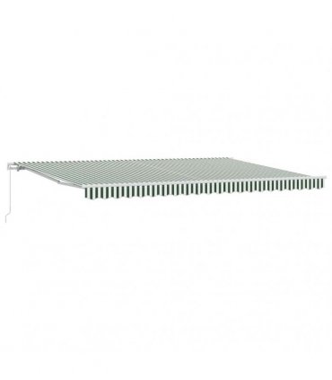 vidaXL Manual Awning 5 x 3 m Green and White Stripe 100% Polyester