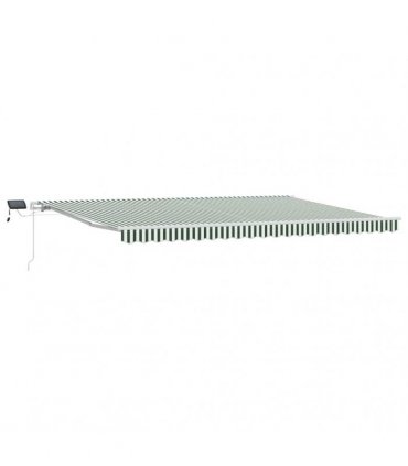vidaXL Manual Awning with Solar LED 5 x 3 m Green and White Stripe