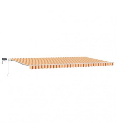 vidaXL Manual Awning with Solar LED 6 x 3 m Yellow and Orange Stripe
