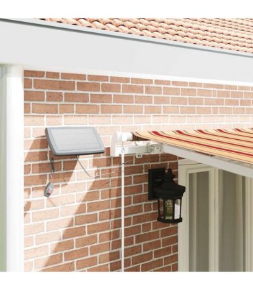 vidaXL Manual Awning with Solar LED 6 x 3 m Yellow and Orange Stripe