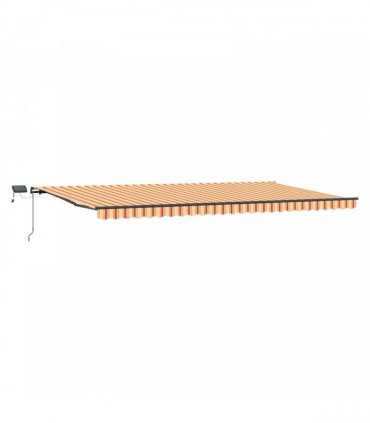 vidaXL Manual Awning with Solar LED 6 x 3 m Yellow and Orange Stripe