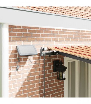 vidaXL Manual Awning with Solar LED 6 x 3 m Yellow and Orange Stripe