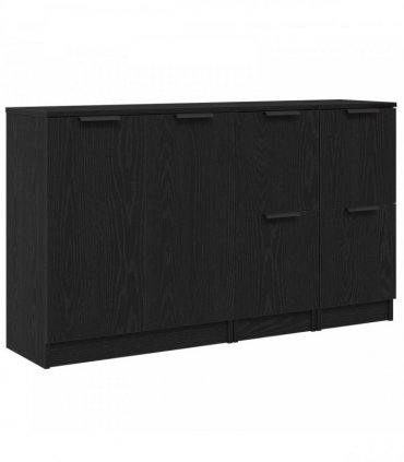 vidaXL Sideboard 3 pcs Black Oak 120 x 30 x 70 cm Engineered Wood
